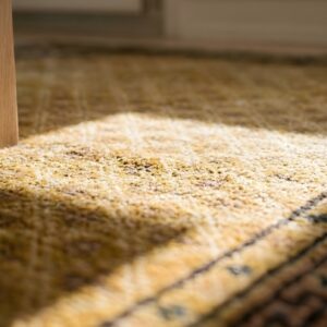 Antique Ningxia Hallway Runner Silk Yellow Rug (SKU 24198) - in-room detail