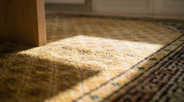 Antique ningxia hallway runner silk yellow rug 9 Antique ningxia hallway runner silk yellow rug (sku 24198) - in-room detail
