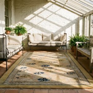 Antique Ningxia Room Size Wool Brown, Straw Rug (SKU 24276) - room view