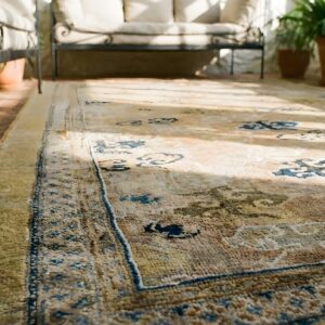 Antique Ningxia Room Size Wool Brown, Straw Rug (SKU 24276) - in-room detail