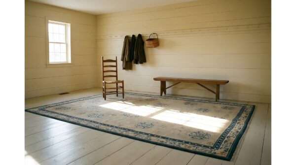 Antique ningxia room size wool ivory rug 10 Antique ningxia room size wool ivory rug (sku 24308) - room view