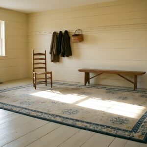 Antique Ningxia Room Size Wool Ivory Rug (SKU 24308) - in-room detail