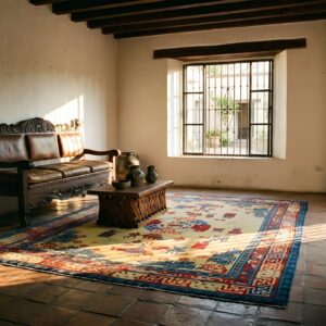 Antique Ningxia Room Size Wool Peach, Red / Rust Rug (SKU 23923) - room view