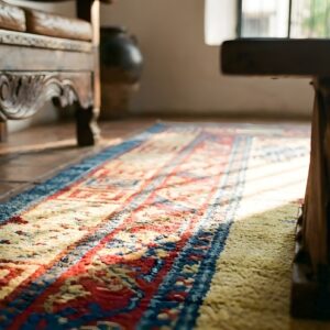 Antique Ningxia Room Size Wool Peach, Red / Rust Rug (SKU 23923) - in-room detail