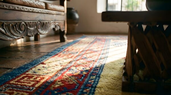 Antique ningxia room size wool peach, red / rust rug (sku 23923) - in-room detail