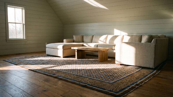 Antique ningxia round wool brown rug 9 Antique ningxia round wool brown rug (sku 24257) - room view