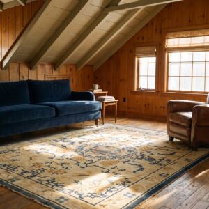 Antique Ningxia Small Scatter Size Wool Beige Rug (SKU 23635) - room view