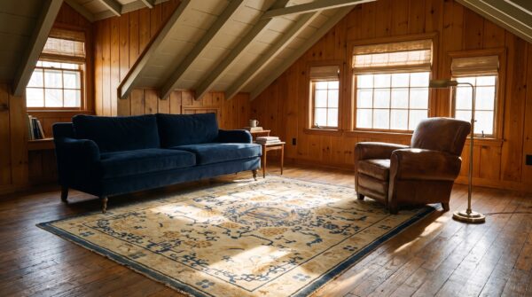 Antique ningxia small scatter size wool beige rug 8 Antique ningxia small scatter size wool beige rug (sku 23635) - room view