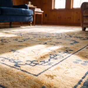Antique Ningxia Small Scatter Size Wool Beige Rug (SKU 23635) - in-room detail