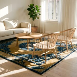 Antique Ningxia Small Square Wool Yellow Rug (SKU 23752) - room view