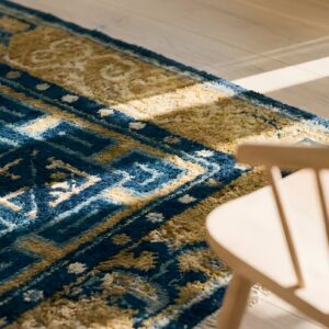 Antique Ningxia Small Square Wool Yellow Rug (SKU 23752) - in-room detail