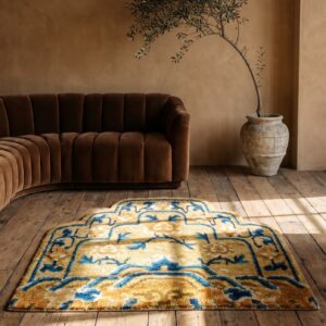 Antique Ningxia Square Small Scatter Size Wool Yellow Rug (SKU 22852) - room view