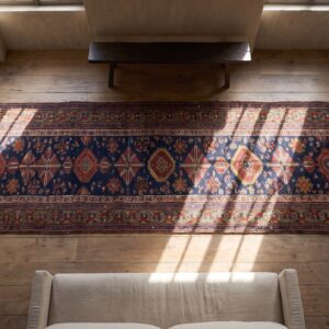 Antique Northwest Persian Hallway Runner Rug (SKU 25254) - styled overhead view