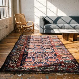 Antique NW Persian Allover Tribal Wool Hand Knotted Pile Blue Rug (SKU 20179) - room view