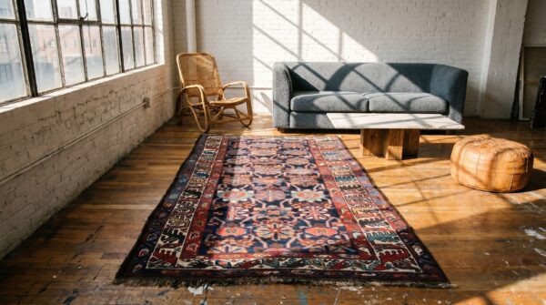 Antique nw persian allover tribal wool hand knotted pile blue rug 6 Antique nw persian allover tribal wool hand knotted pile blue rug (sku 20179) - room view