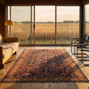 Antique NW Persian Blue Color Allover Herati Fish Design Hand Knotted Pile Rug (SKU 21180) - room view