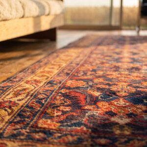 Antique NW Persian Blue Color Allover Herati Fish Design Hand Knotted Pile Rug (SKU 21180) - in-room detail