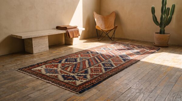 Antique nw persian kurd tribal geometric striped hallway runner rug 7 Antique nw persian kurd tribal geometric striped hallway runner rug (sku 20243) - room view