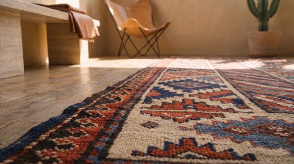 Antique nw persian kurd tribal geometric striped hallway runner rug 8 Antique nw persian kurd tribal geometric striped hallway runner rug (sku 20243) - in-room detail