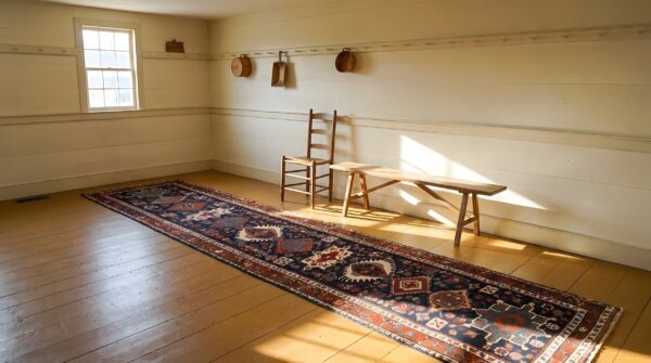 Antique nw persian tribal geometric blue hallway runner rug 8 Antique nw persian tribal geometric blue hallway runner rug (sku 25396) - room view