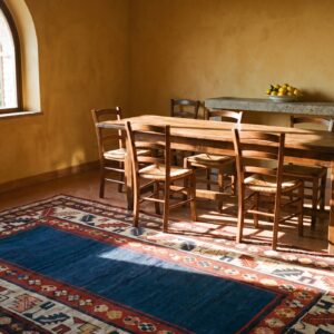 Open Blue Field Antique Tribal Geometric Caucasian Talish Rug (SKU 21798) - room view