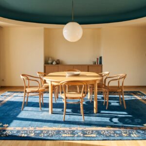 Open Navy Blue Color Field Antique Minimalist Chinese Large Size Peking Rug (SKU 25261) - room view