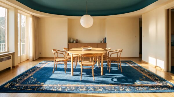 Open navy blue color field antique minimalist chinese large size peking rug (sku 25261) - room view