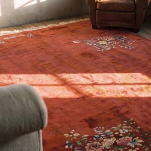 Open Red Color Field Antique Big Size Chinese Deco Rug (SKU 21502) - in-room detail