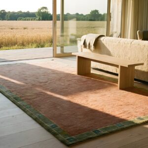 Open Solid Coral Color Field Austrian Art Nouveau Werkstätte Viennese Carpet (SKU 19280) - room view