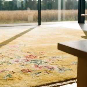 Antique Open Solid Yellow Color Chinese Art Deco Rug (SKU 24589) - in-room detail