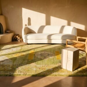 Antique Oushak - Angora Turkish Floral, Medallion Knotted Rug (SKU 24786) - room view