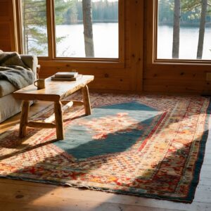 Antique Oushak - Angora Turkish Medallion Knotted Rug (SKU 24781) - room view
