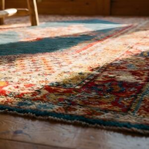 Antique Oushak - Angora Turkish Medallion Knotted Rug (SKU 24781) - in-room detail