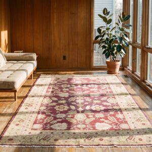 Antique Oushak Hallway Runner Wool Coral Rug (SKU 20789) - room view