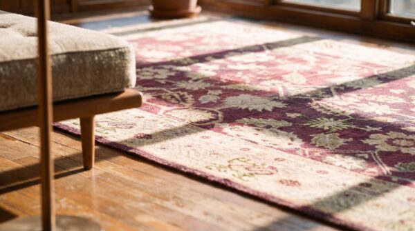 Antique oushak hallway runner wool coral rug 6 Antique oushak hallway runner wool coral rug (sku 20789) - in-room detail