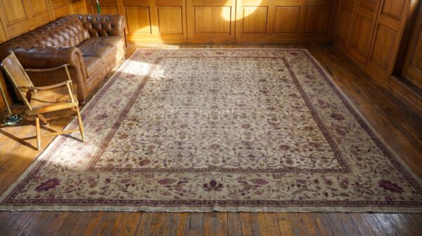 Antique oversized amritsar indian knotted rug 2 Antique oversized amritsar indian knotted rug (sku 18154) - styled overhead view