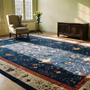 Antique Oversized Art Deco Chinese Allover Floral Knotted Rug (SKU 23684) - room view