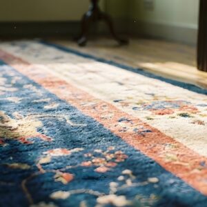 Antique Oversized Art Deco Chinese Allover Floral Knotted Rug (SKU 23684) - in-room detail