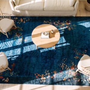 Antique Oversized Art Deco Chinese Floral Knotted Rug (SKU 24287) - styled overhead view