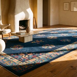 Antique Oversized Art Deco Chinese Floral, Medallion Knotted Rug (SKU 24703) - room view