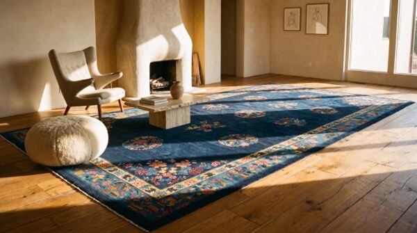 Antique oversized art deco chinese floral, medallion knotted rug 18 Antique oversized art deco chinese floral, medallion knotted rug (sku 24703) - room view