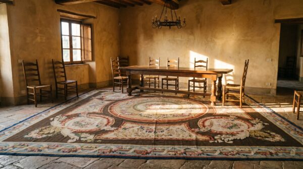 Antique oversized aubusson french knotted rug 7 Antique oversized aubusson french knotted rug (sku 19340) - room view