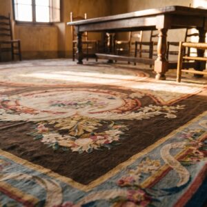 Antique Oversized Aubusson French Knotted Rug (SKU 19340) - in-room detail