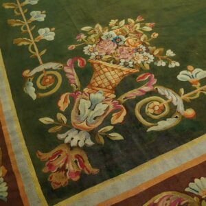 Antique Oversized Aubusson French Medallion Knotted Rug (SKU 24344) - in-room detail