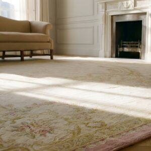 Antique Oversized Aubusson French Medallion Flat Weave Rug (SKU 24945) - in-room detail