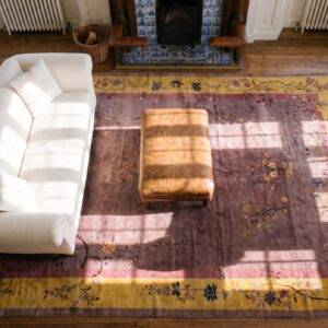 Antique Oversized Chinese - Art Deco Wool Room Size Purple Rug (SKU 21886) - styled overhead view
