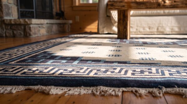 Antique oversized chinese - mongolian knotted rug (sku 23338) - in-room detail
