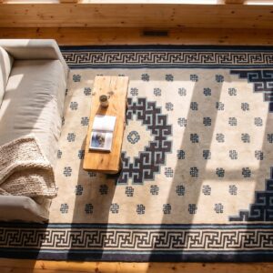 Antique Oversized Chinese - Mongolian Knotted Rug (SKU 23338) - styled overhead view
