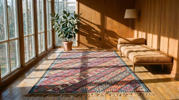 Oversized colorful antique late 19th century tribal geometric caucasian flat weave kilim rug 8 Oversized colorful antique late 19th century tribal geometric caucasian flat weave kilim rug (sku 18961) - room view