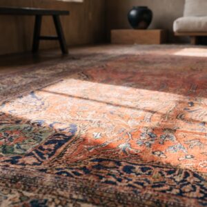 Antique Oversized Coral Sarouk - Farahan Persian Knotted Rug (SKU 20281) - in-room detail